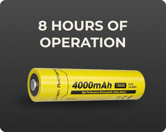 Zentron M6 PRO 18650 battery providing 8-hour runtime
